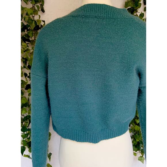 Witty Fox Blue and yellow Floral Button Up Cropped Sweater Cardigan Women’s XS - Picture 8 of 9